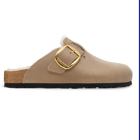 NEW Birkenstock Boston Big Buckle Shearling in Tobacco Brown - Picture 4 of 11
